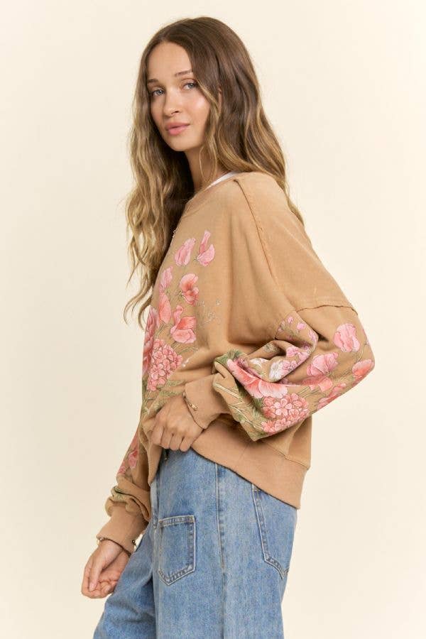 Vintage Botanical Floral Cropped Sweatshirt