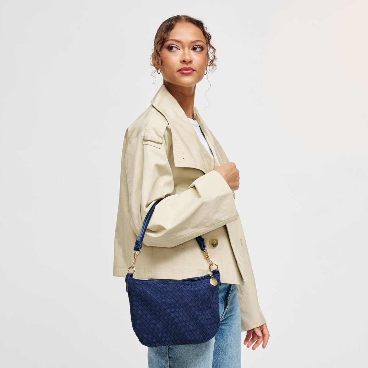 Woven Faux Suede Hobo/Crossbody Bag