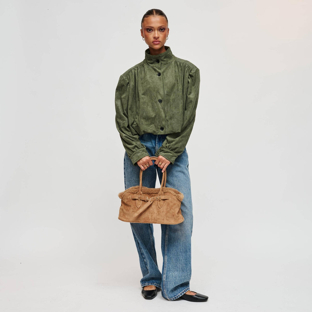 Tommy Fur Trimmed Satchel