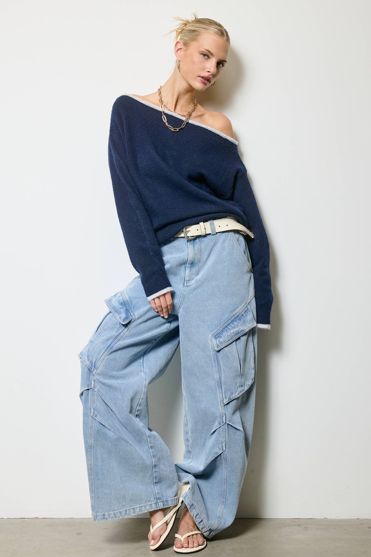 Dolman Off Shoulder Knit Sweater