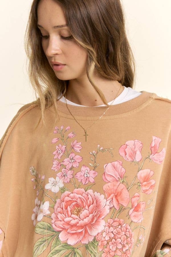 Vintage Botanical Floral Cropped Sweatshirt