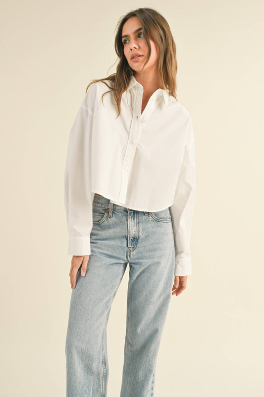 Cropped Button-down Oxford Shirt