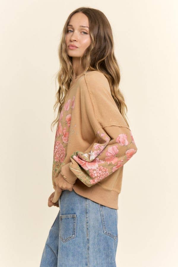 Vintage Botanical Floral Cropped Sweatshirt