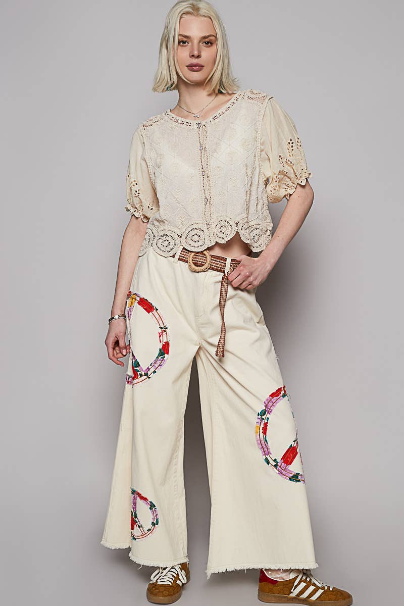 Vintage-Inspired Floral Embroidered Top – Antique Ivory