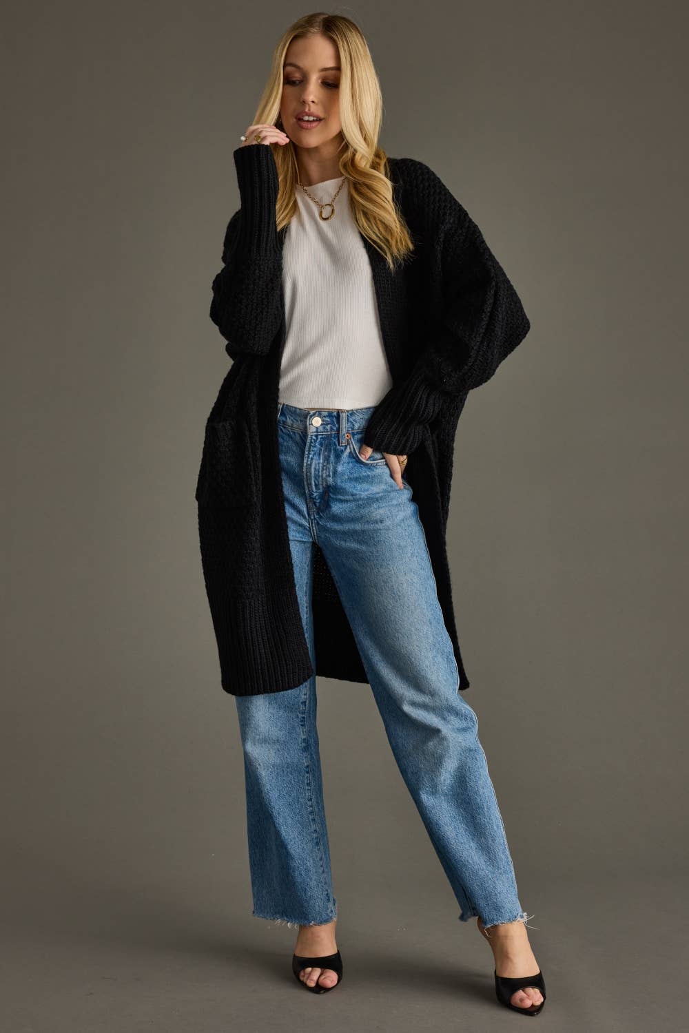 Chunky Black Knit Cardigan