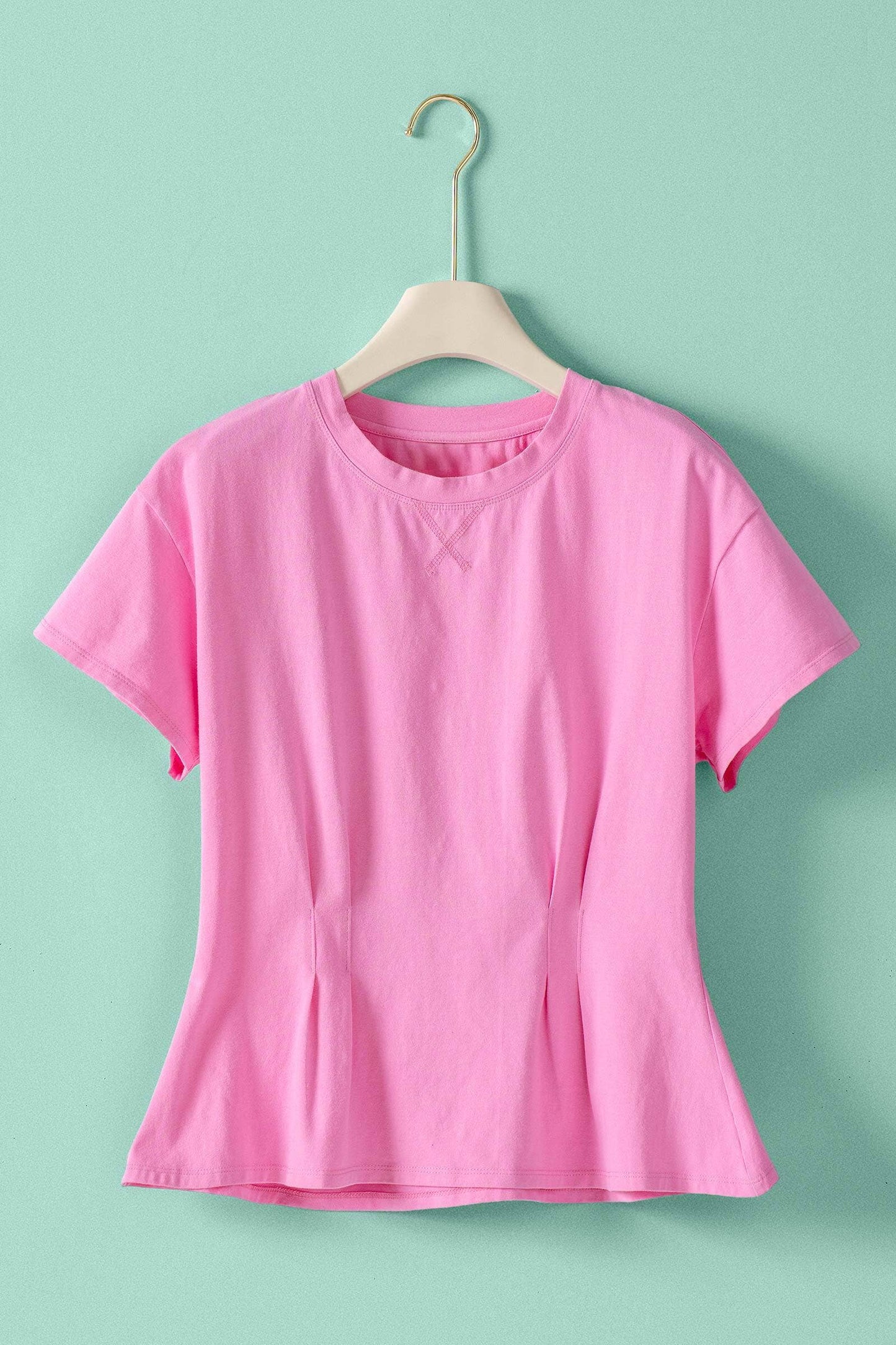Pleated Waist Cotton Spandex Everyday Tee