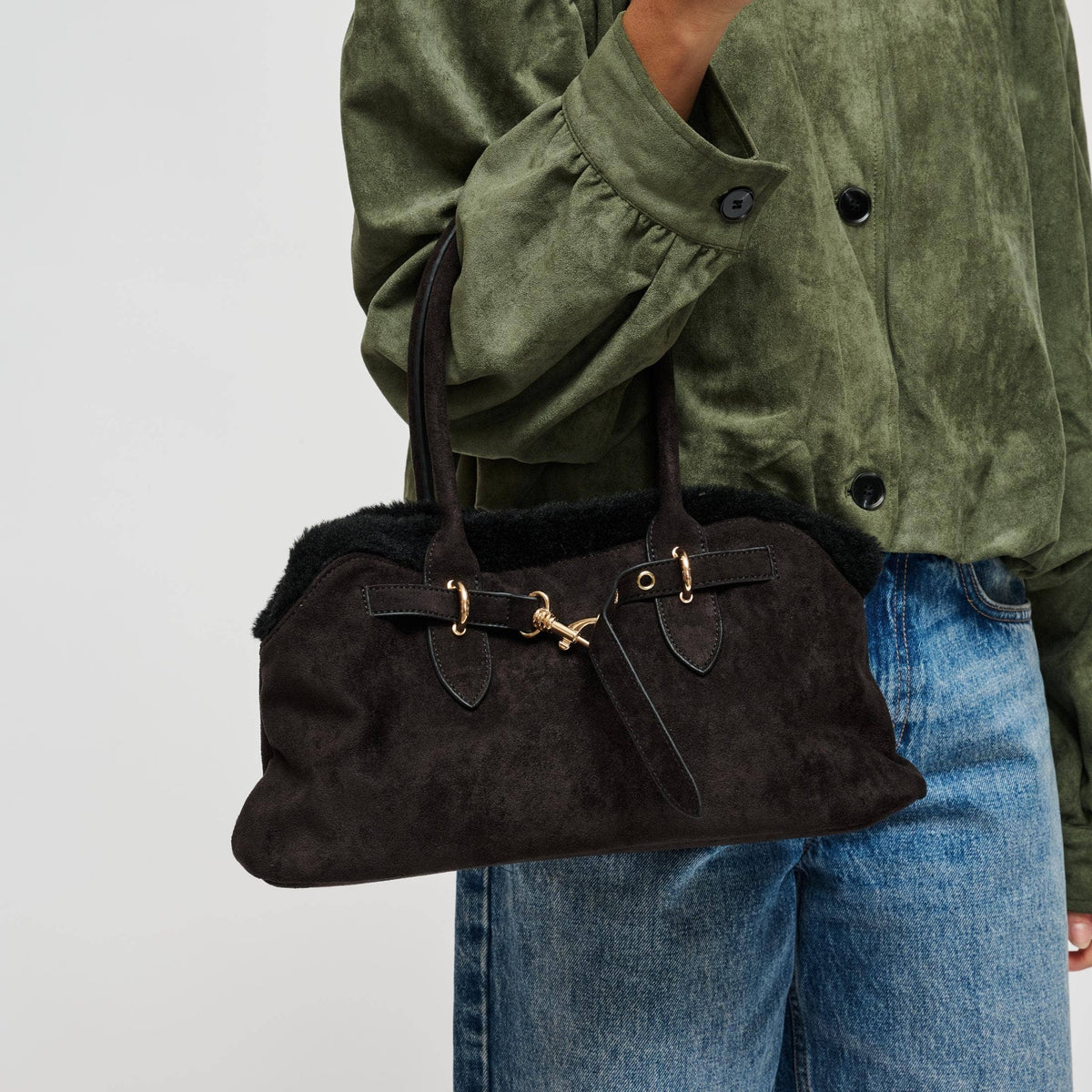 Tommy Fur Trimmed Satchel