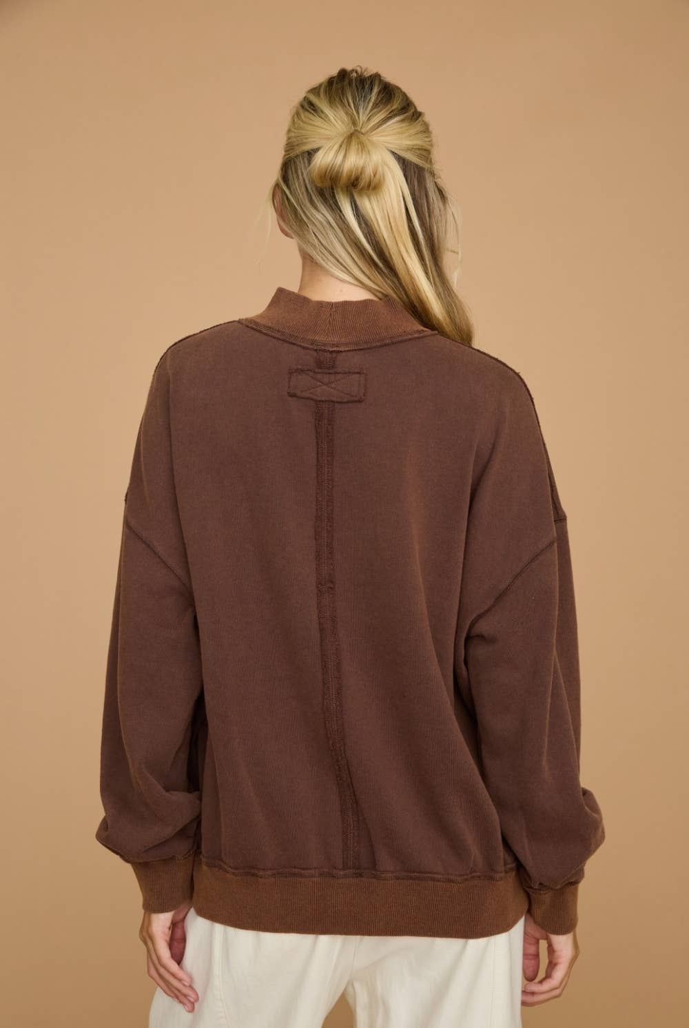 Washed Mock Neck Oversized Sweatshirt