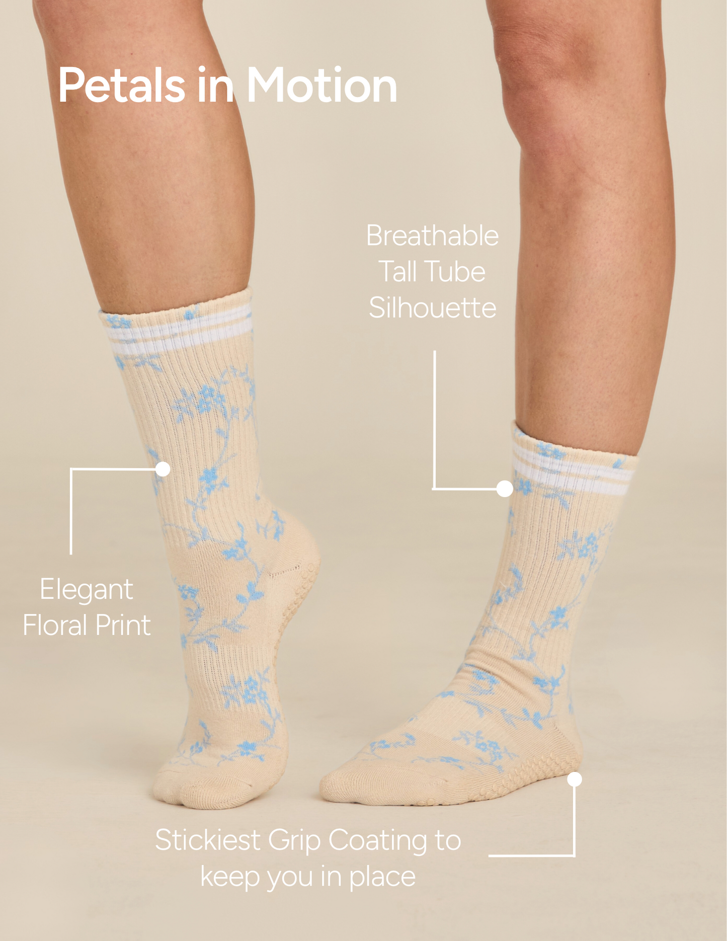 The Floral Grip Sock: Vintage Rose