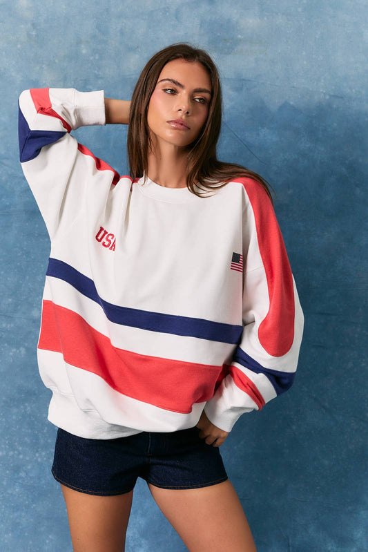 USA Vintage Colorblock Sweatshirt