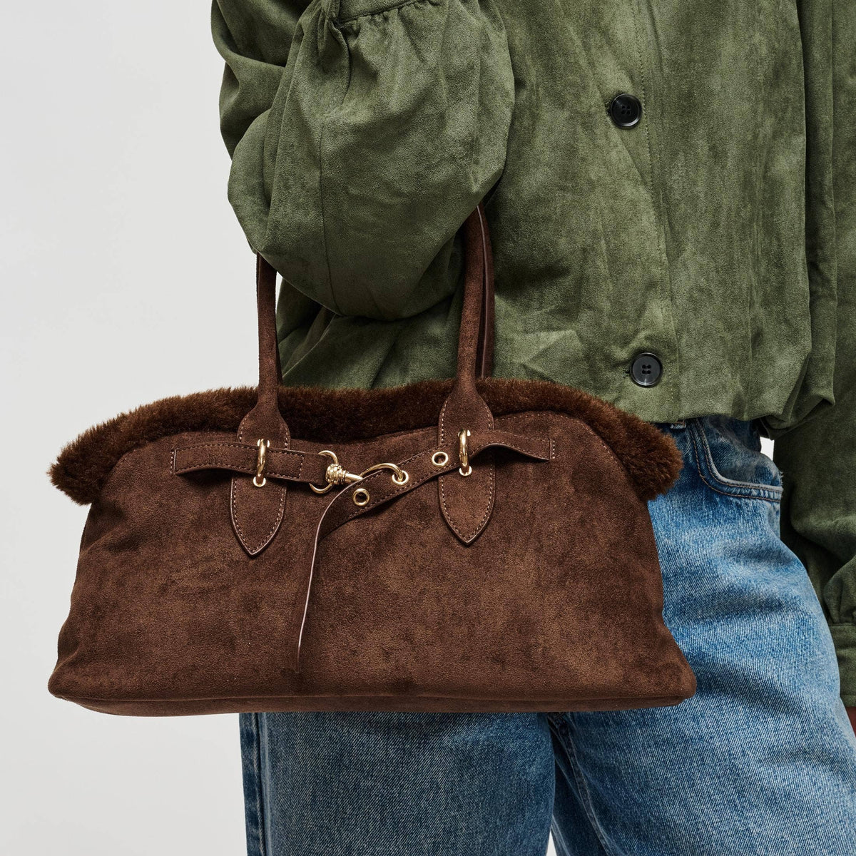 Tommy Fur Trimmed Satchel