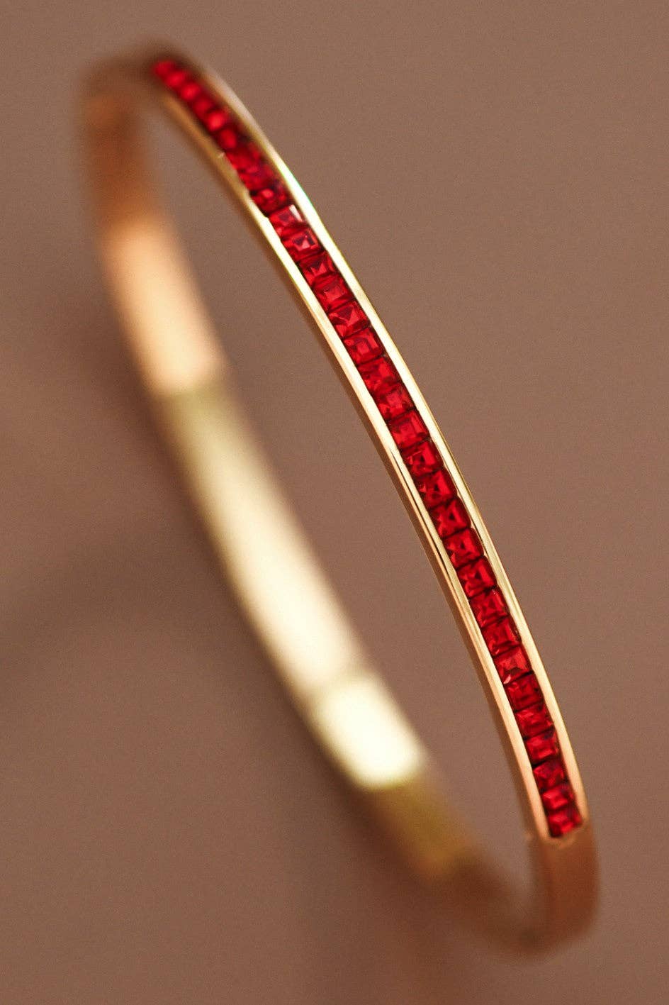 18K Gold Plated Waterproof Red Sparkle Bangle