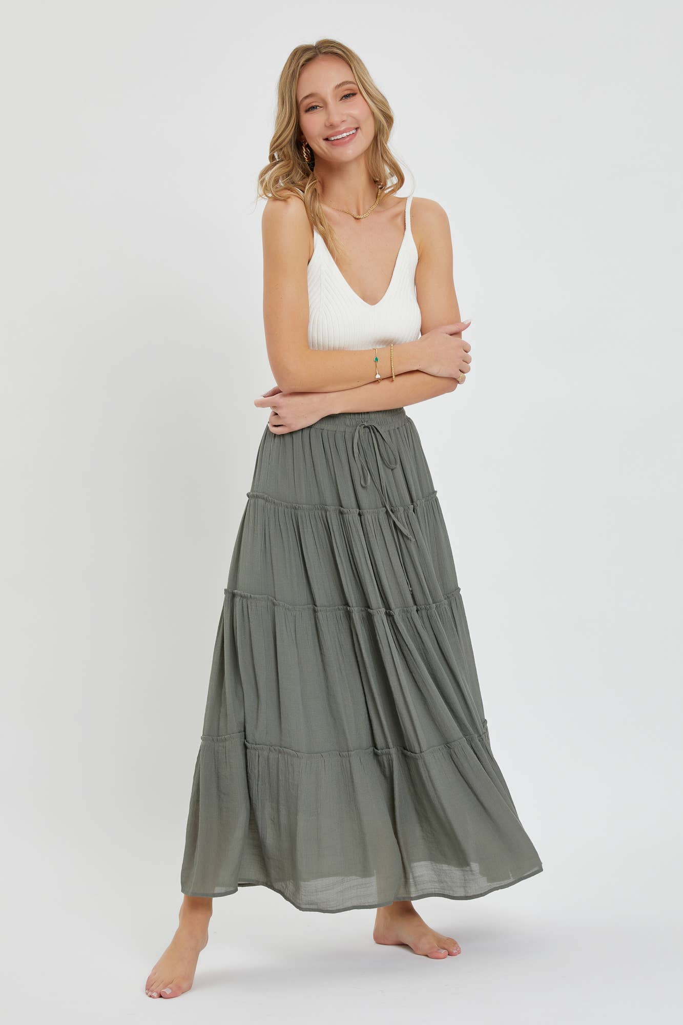Flowy Tiered Boho Maxi Skirt