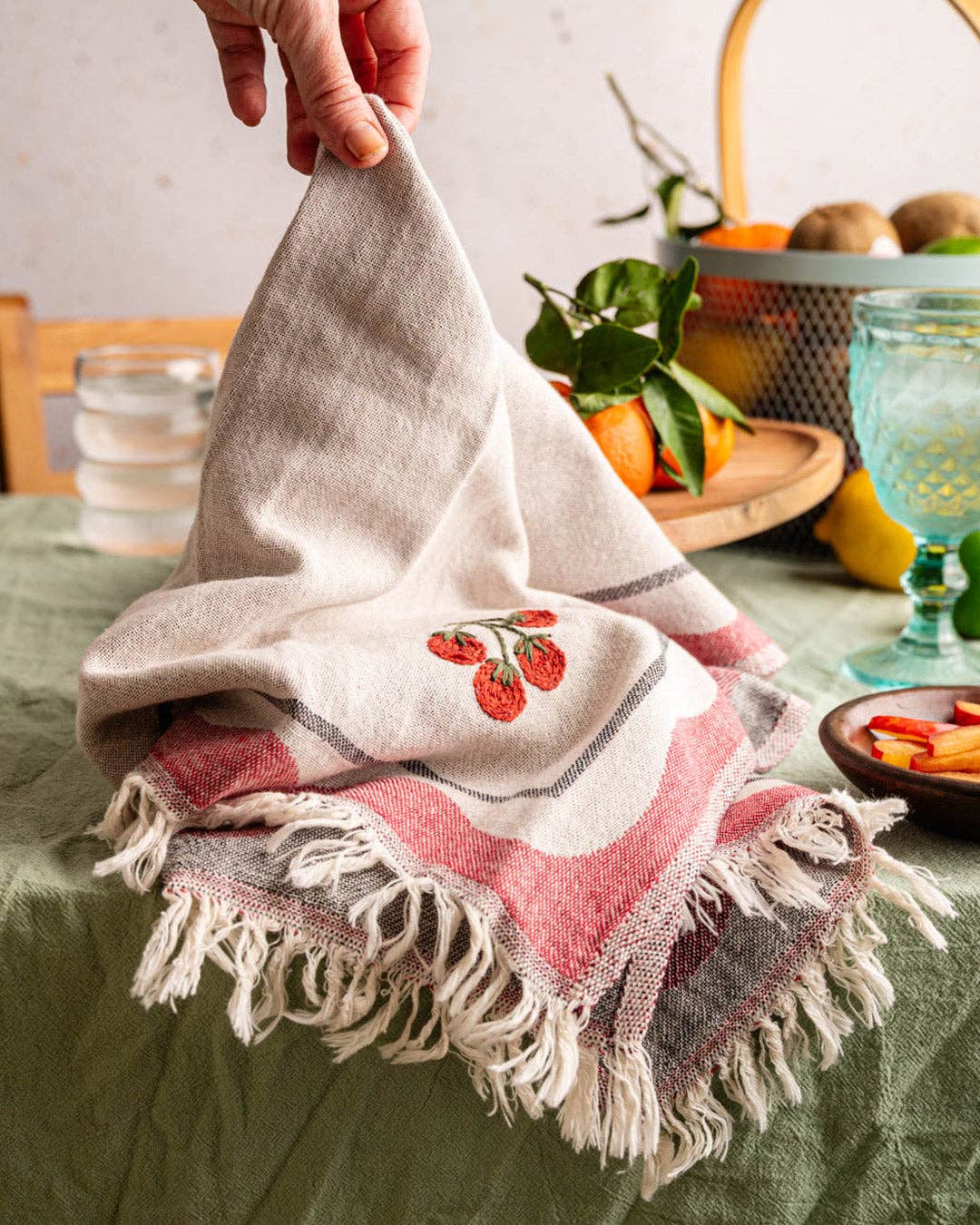 Tomato - Hand Stitched Turkish Cotton Kitchen Towel
