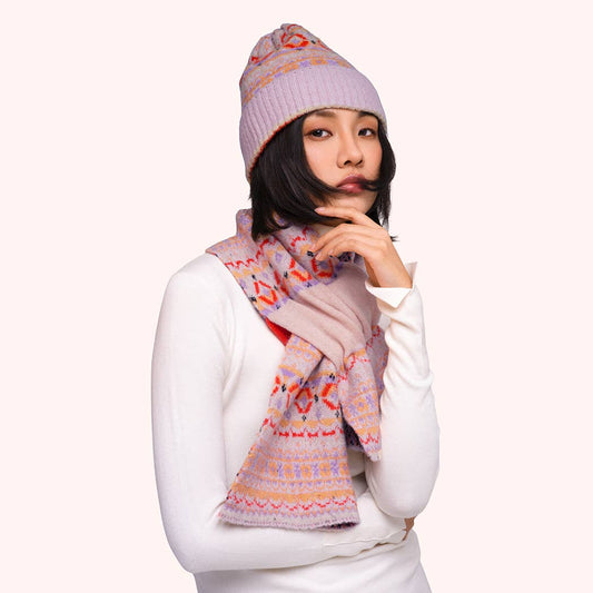 Fair Isle Scarf in Cream Mix
