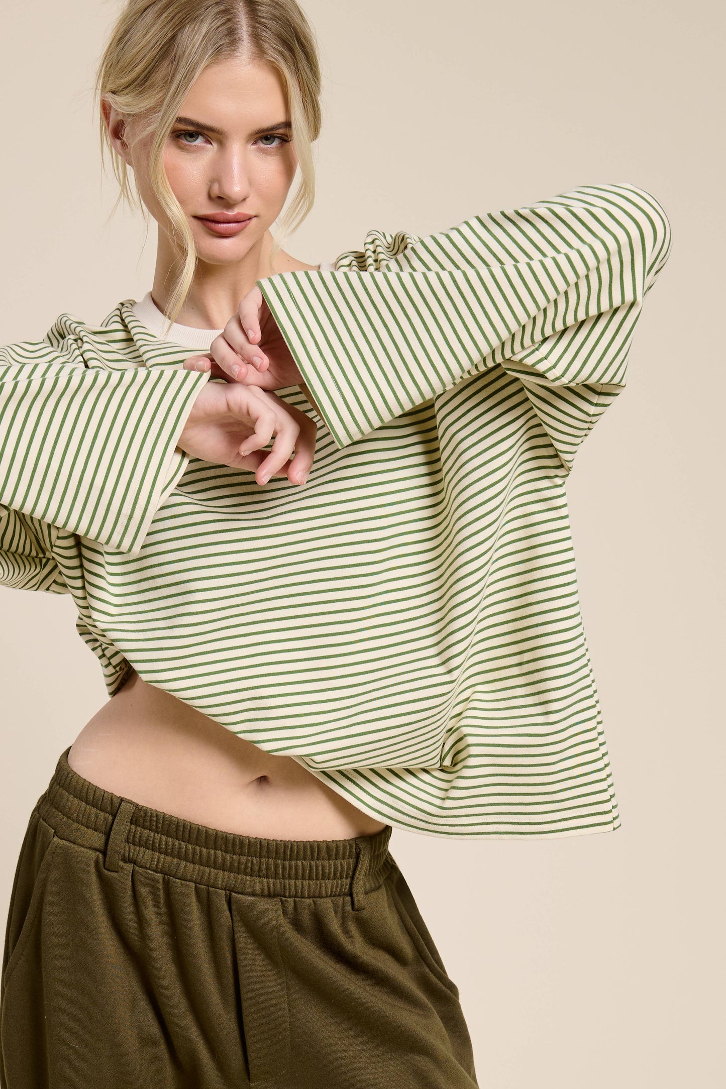 Striped Oversized Long Sleeve Top