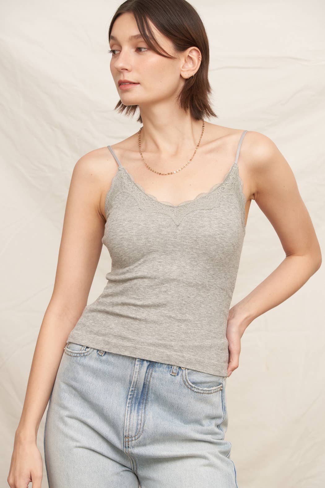 Lace Cami Top with Built-in Bra