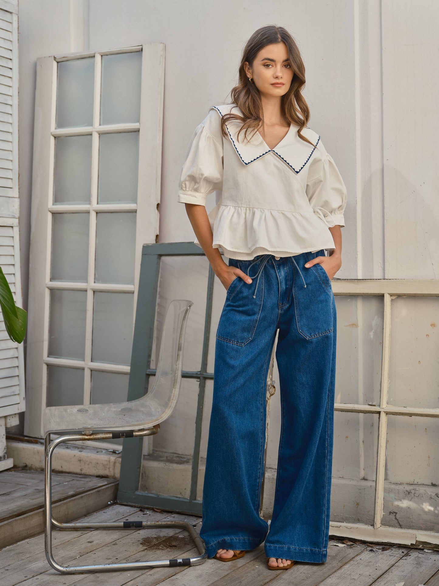 Soft & Flowy Straight Leg Jeans with Tie Waist