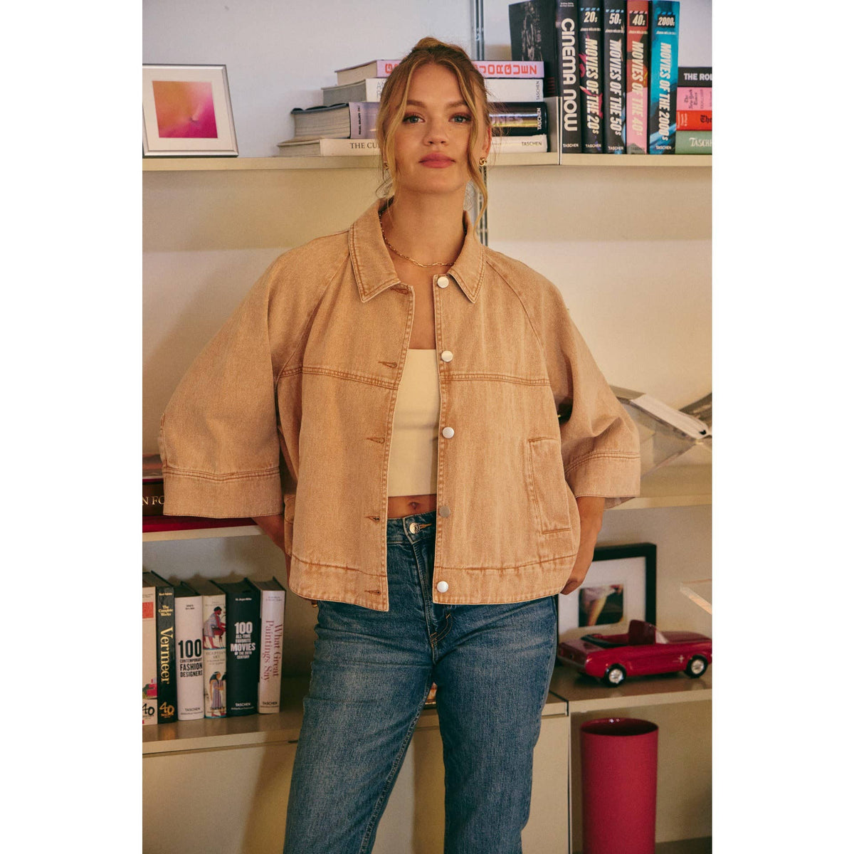 SEASONLESS MINERAL-WASHED COTTON TWILL UTILITY JACKET