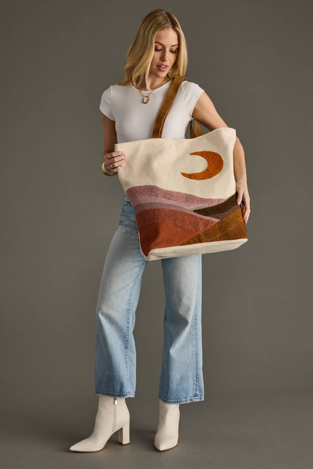 Large Boho Chic Moonrise Scene Tote - 2 Designs Available
