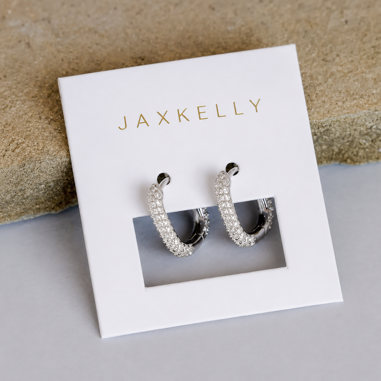 Silver Hoop - Pave - White CZ - Earrings