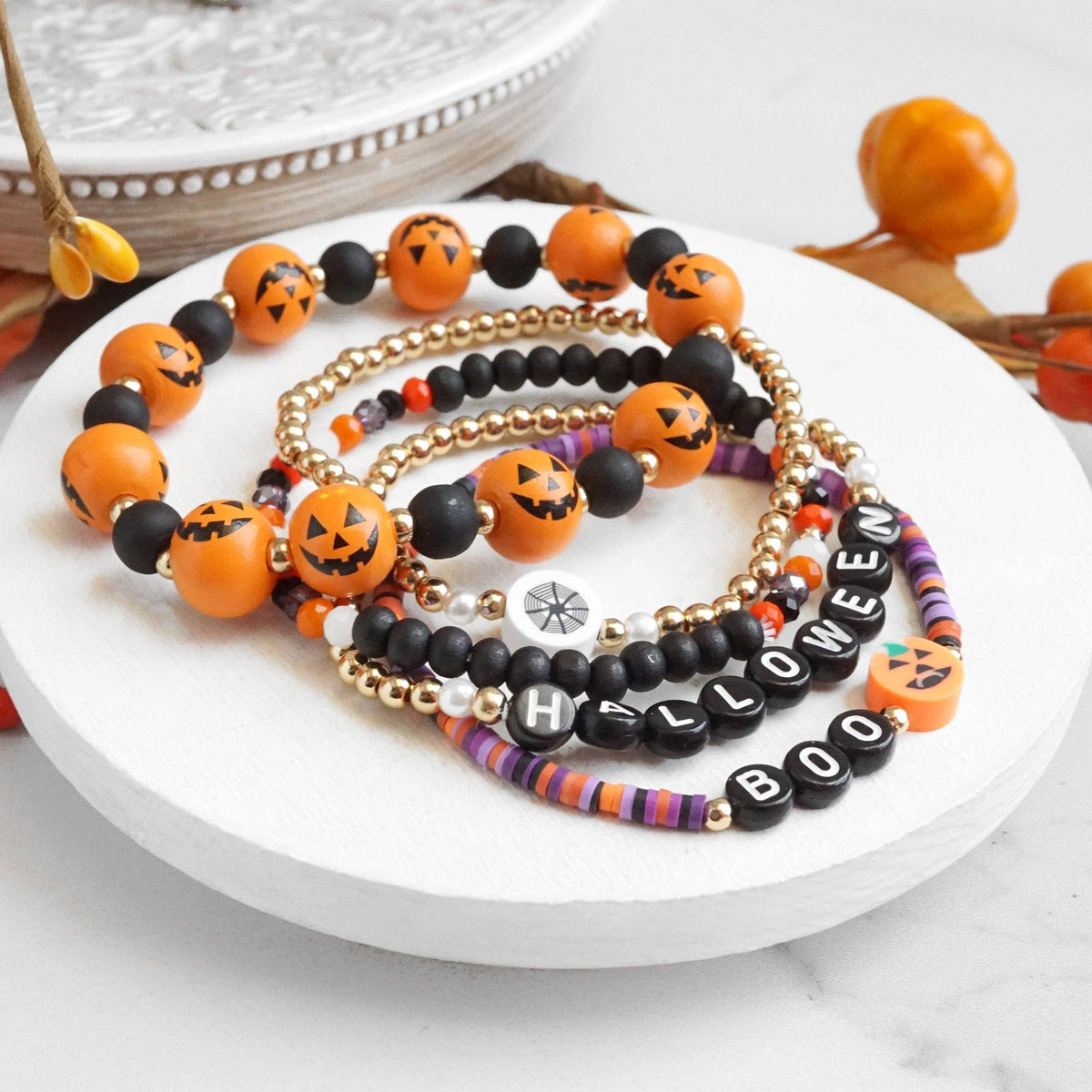 Halloween Beaded Bracelet Stack