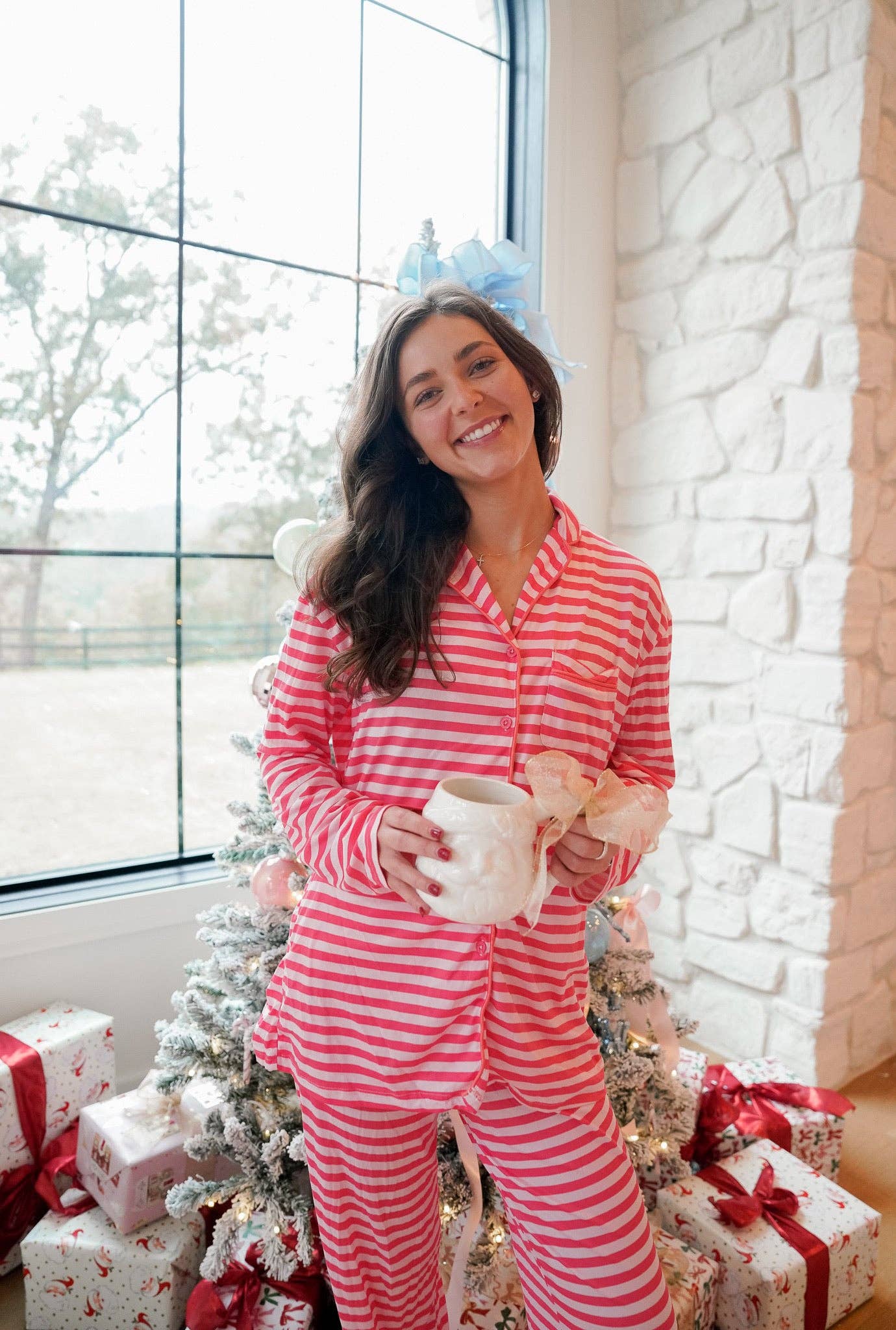Pink & Red Stripes - Bamboo Pajama Set