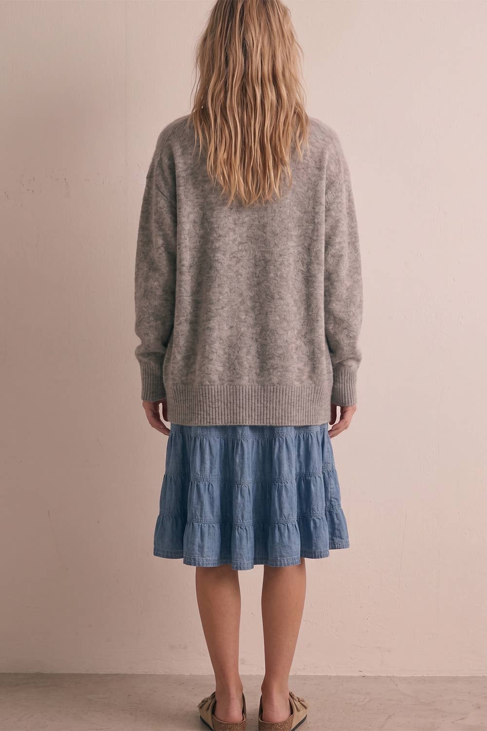 Smocked Waist Midi Skirt