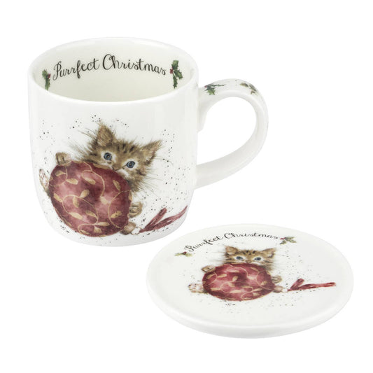 Wrendale Kitten Mug and Coaster Holiday Set