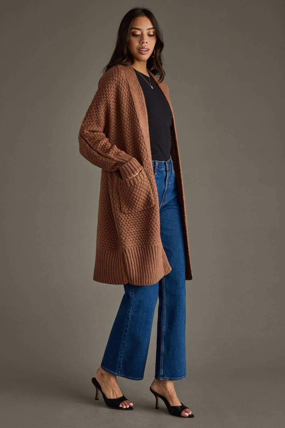 Chunky Brown Knit Cardigan