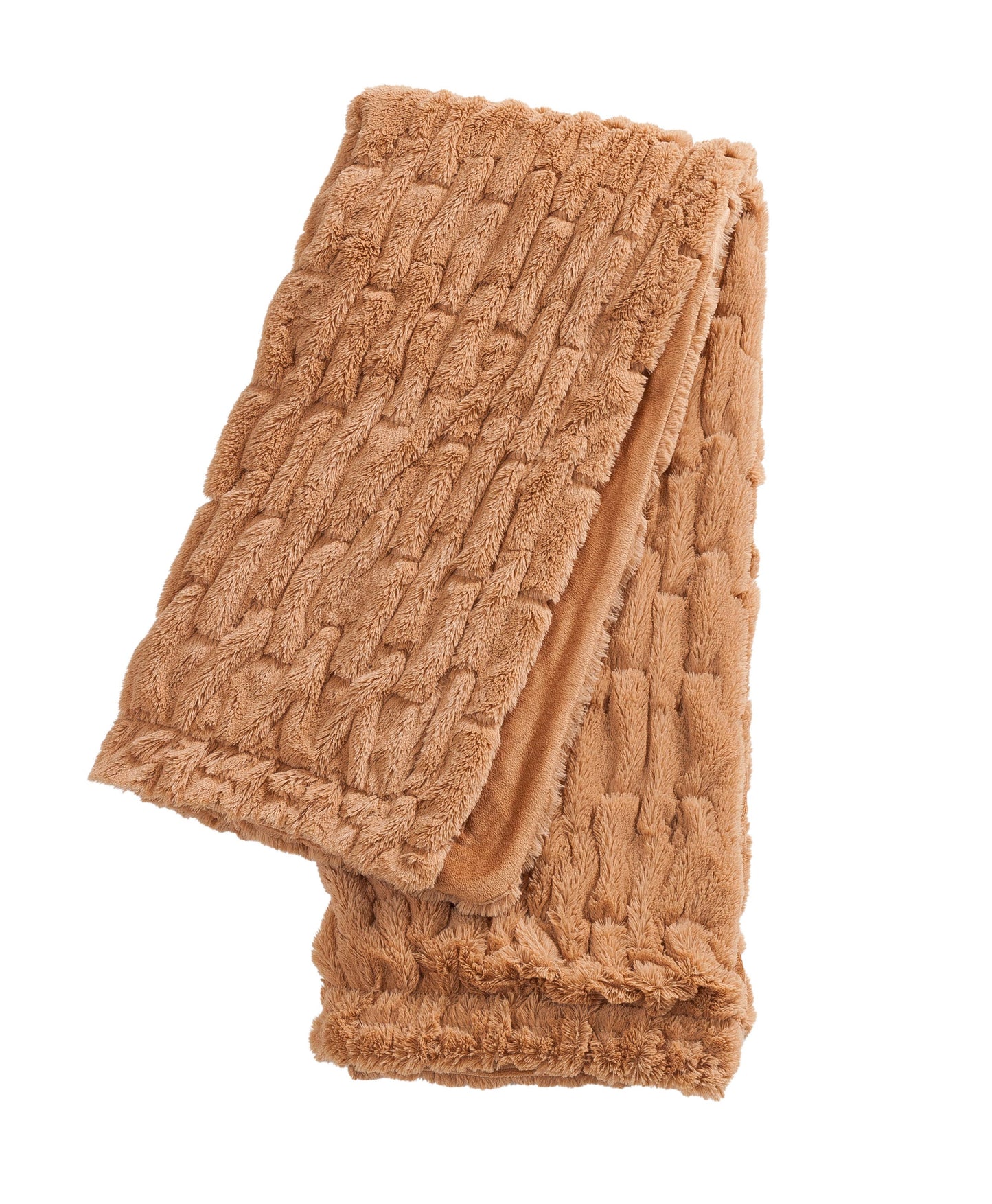 Luxuriously Soft Faux Fur Throw - Camel