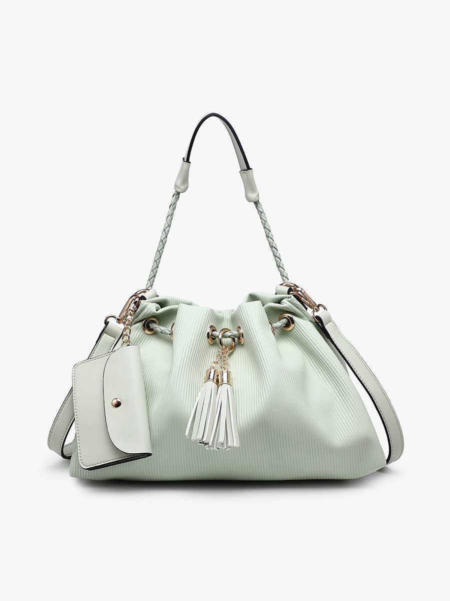 Serendipity Pleated Drawstring Bucket Bag w/ Removable Coin Pouch