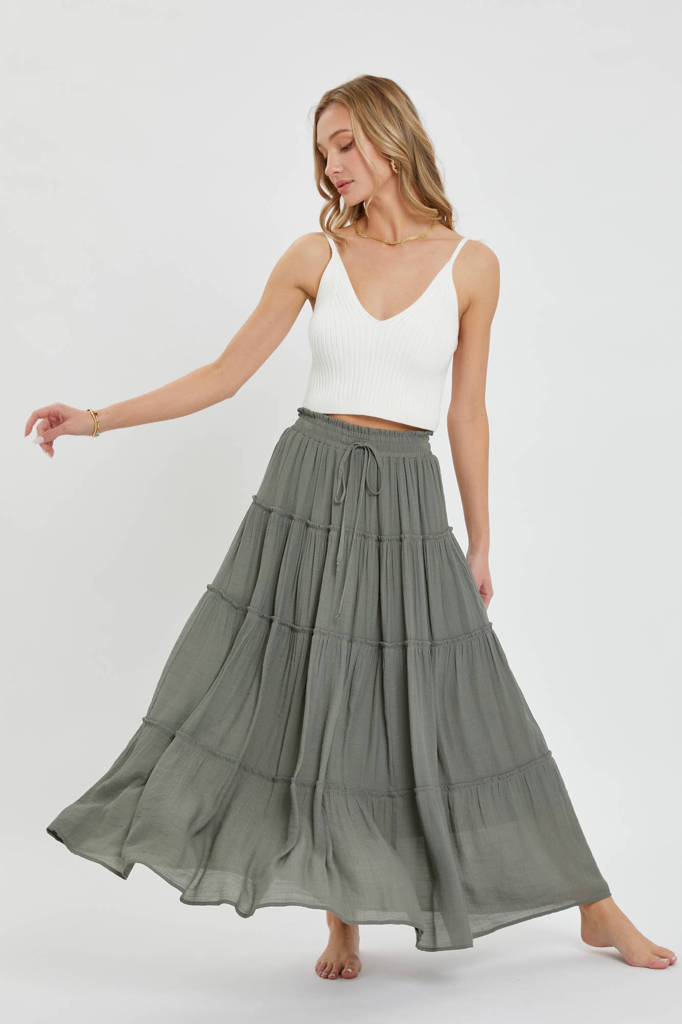 Flowy Tiered Boho Maxi Skirt