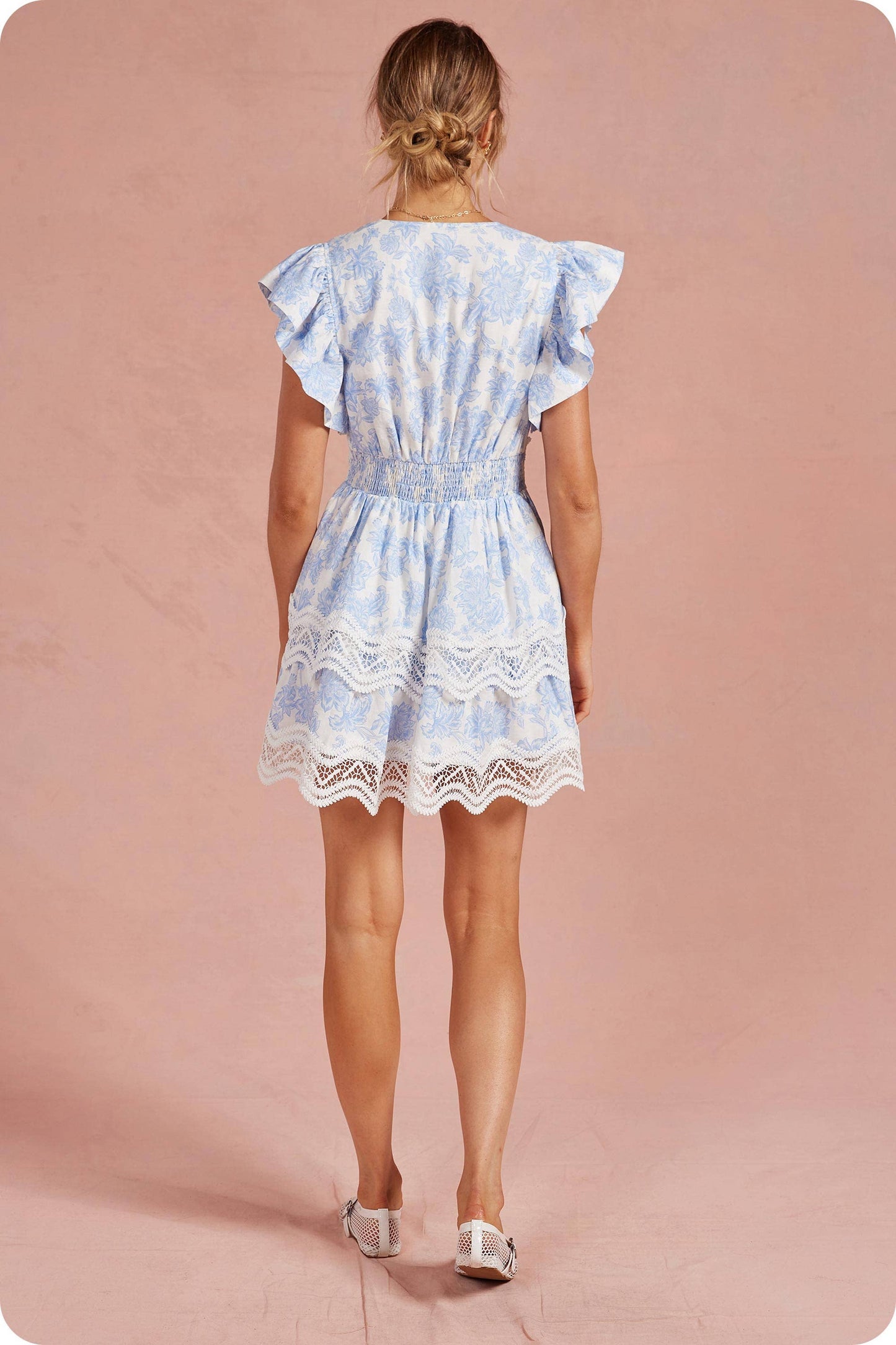 Botanical Garden Crochet Lace Tiered Mini Dress