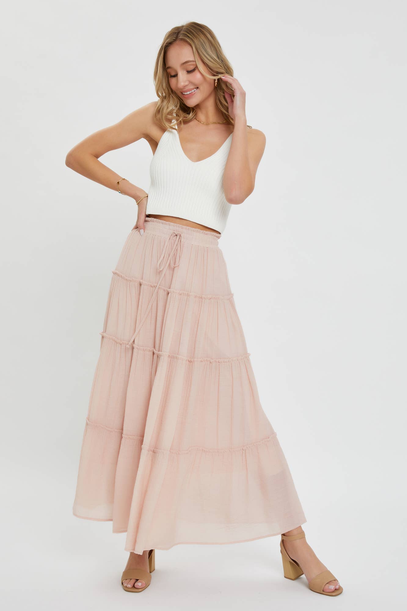 Flowy Tiered Boho Maxi Skirt
