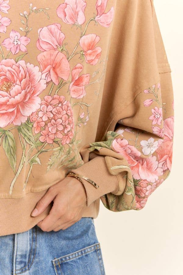 Vintage Botanical Floral Cropped Sweatshirt