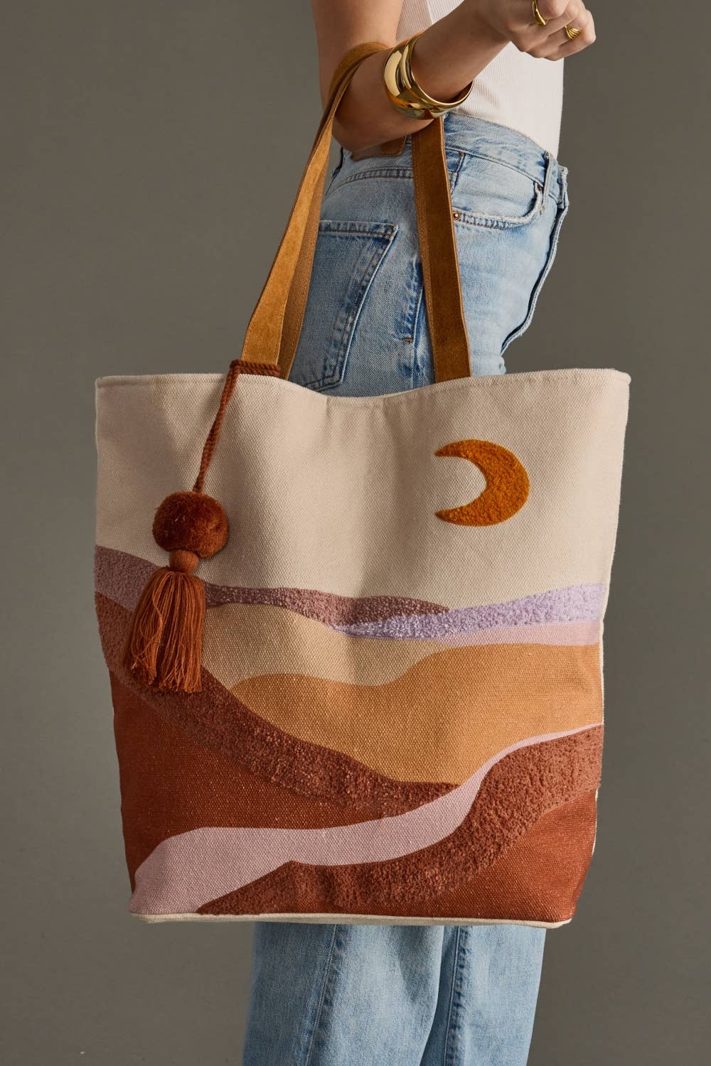Large Boho Chic Moonrise Scene Tote - 2 Designs Available