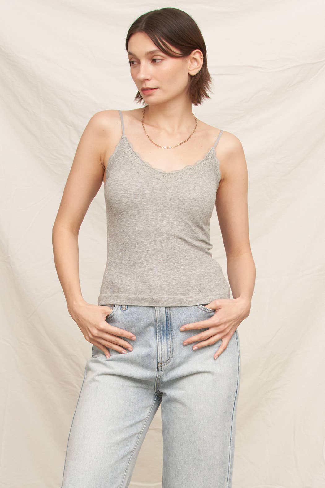 Lace Cami Top with Built-in Bra