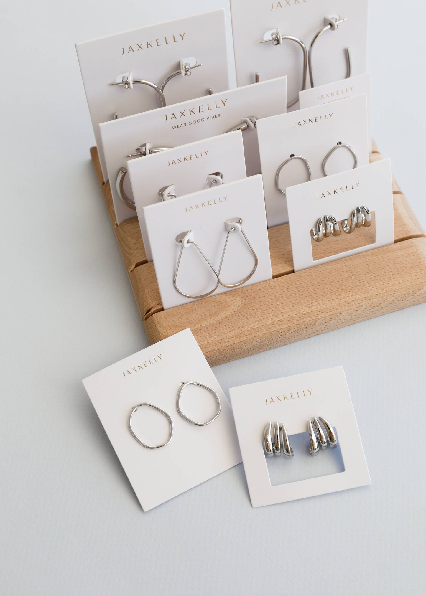 Silver Three Hoop Huggie - Earring