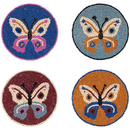 Butterfly Beaded Coasters Set of 4