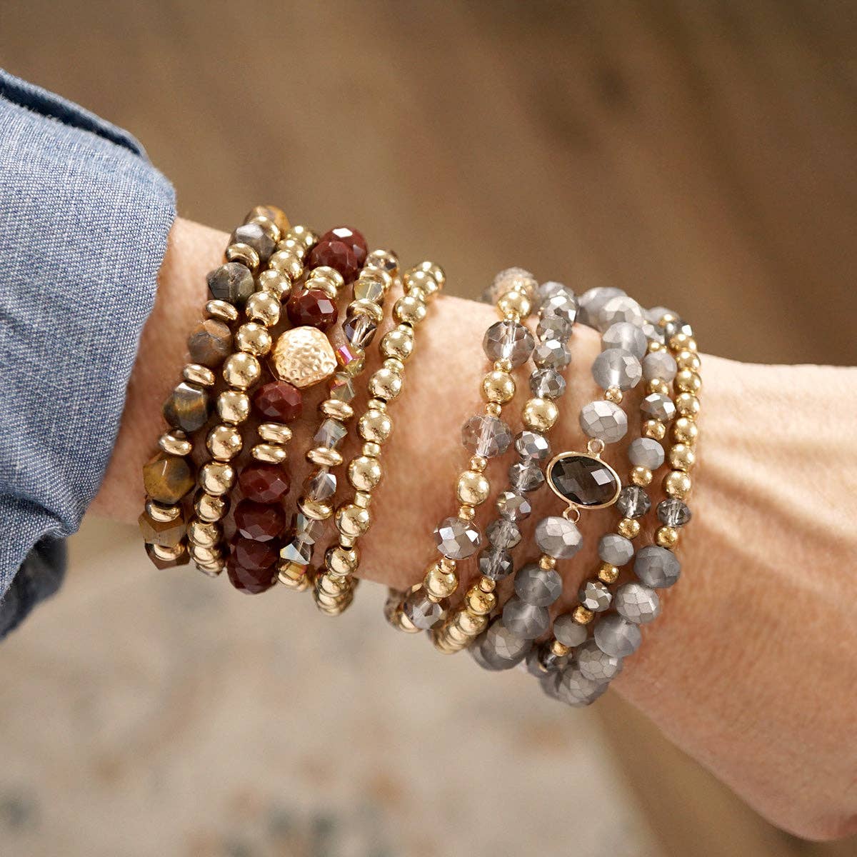 Golden Burgundy Bracelet Stack