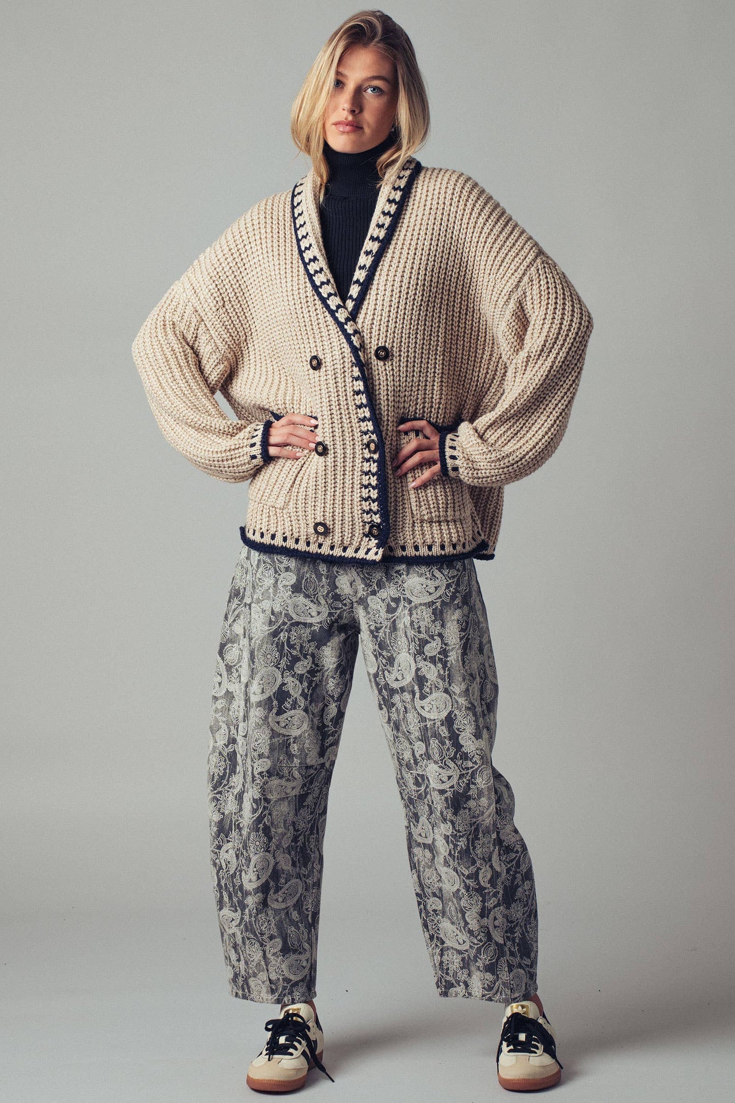 Paisley Print Cropped Wide Leg Pants