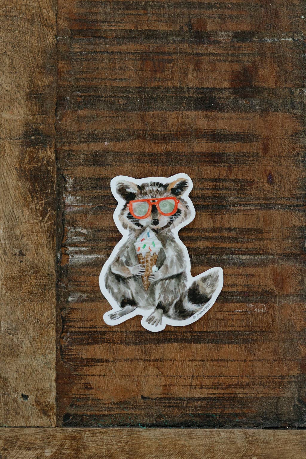 Raccoon with Ice Cream Sticker