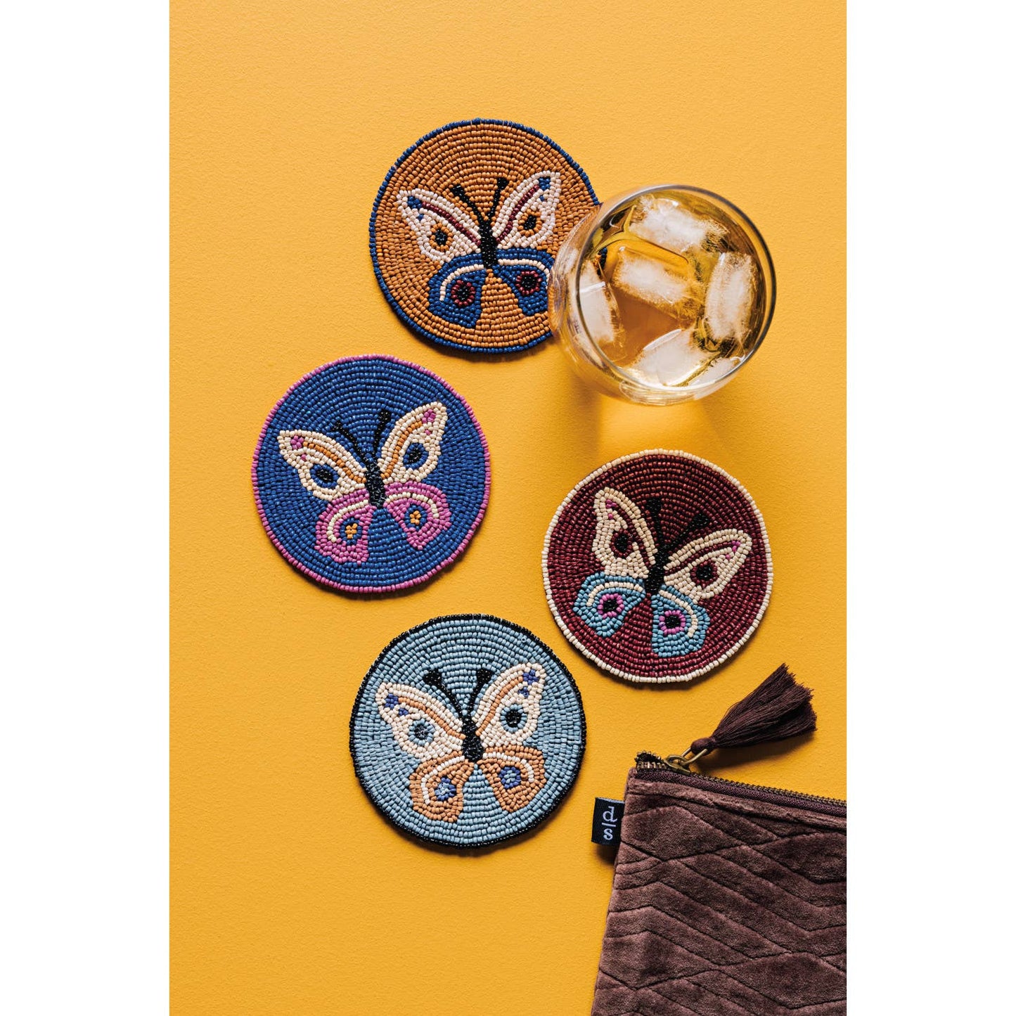 Butterfly Beaded Coasters Set of 4