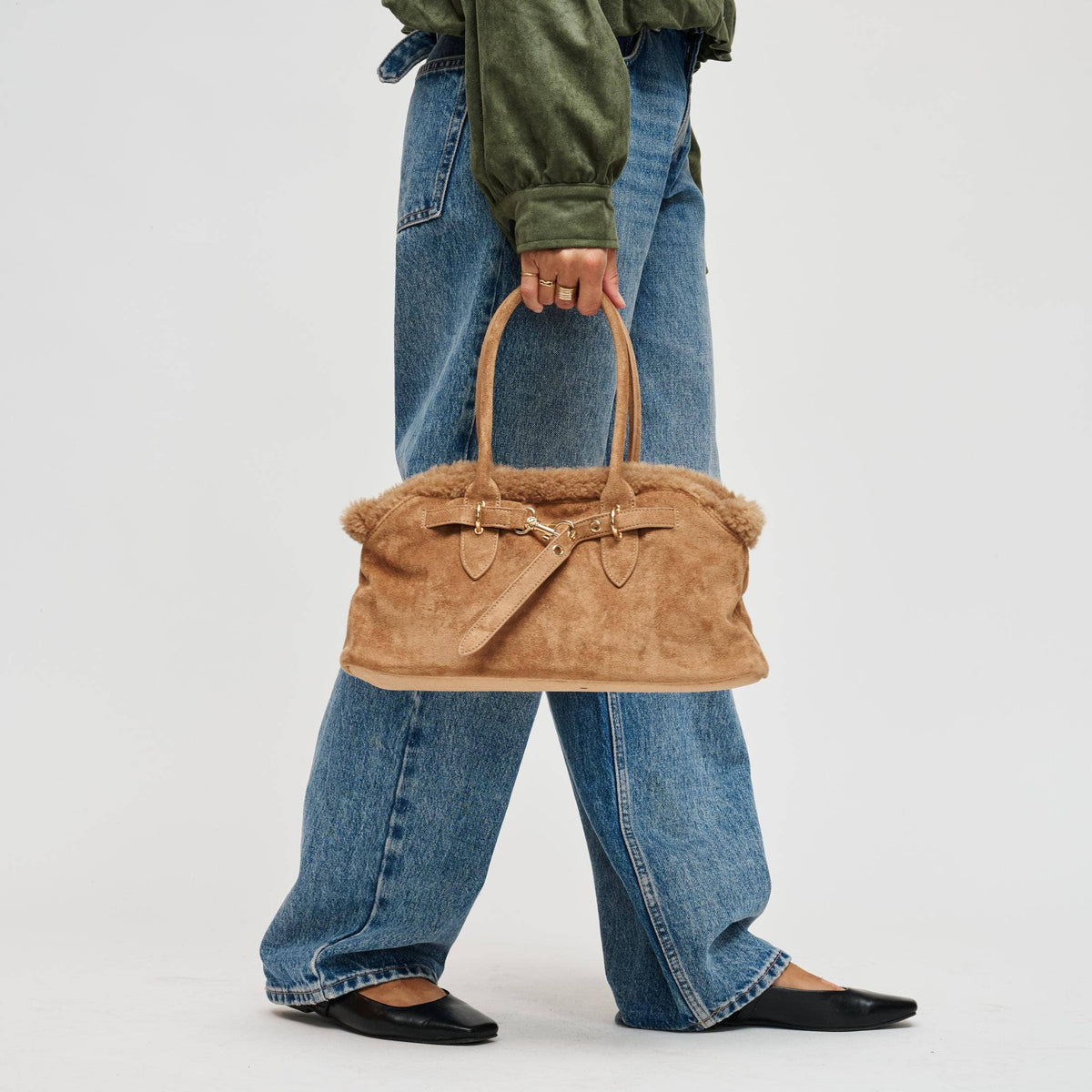 Tommy Fur Trimmed Satchel