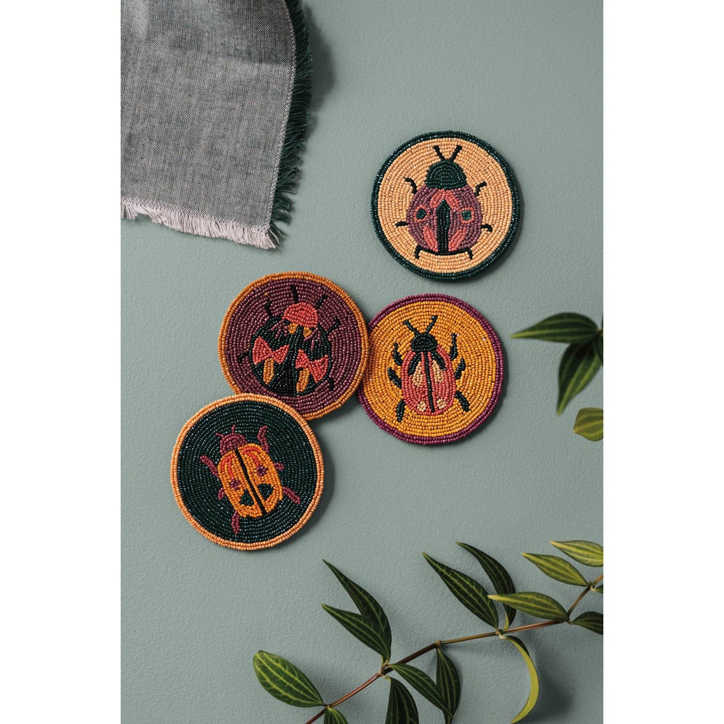 Fancy Bug Beaded Coasters Set of 4