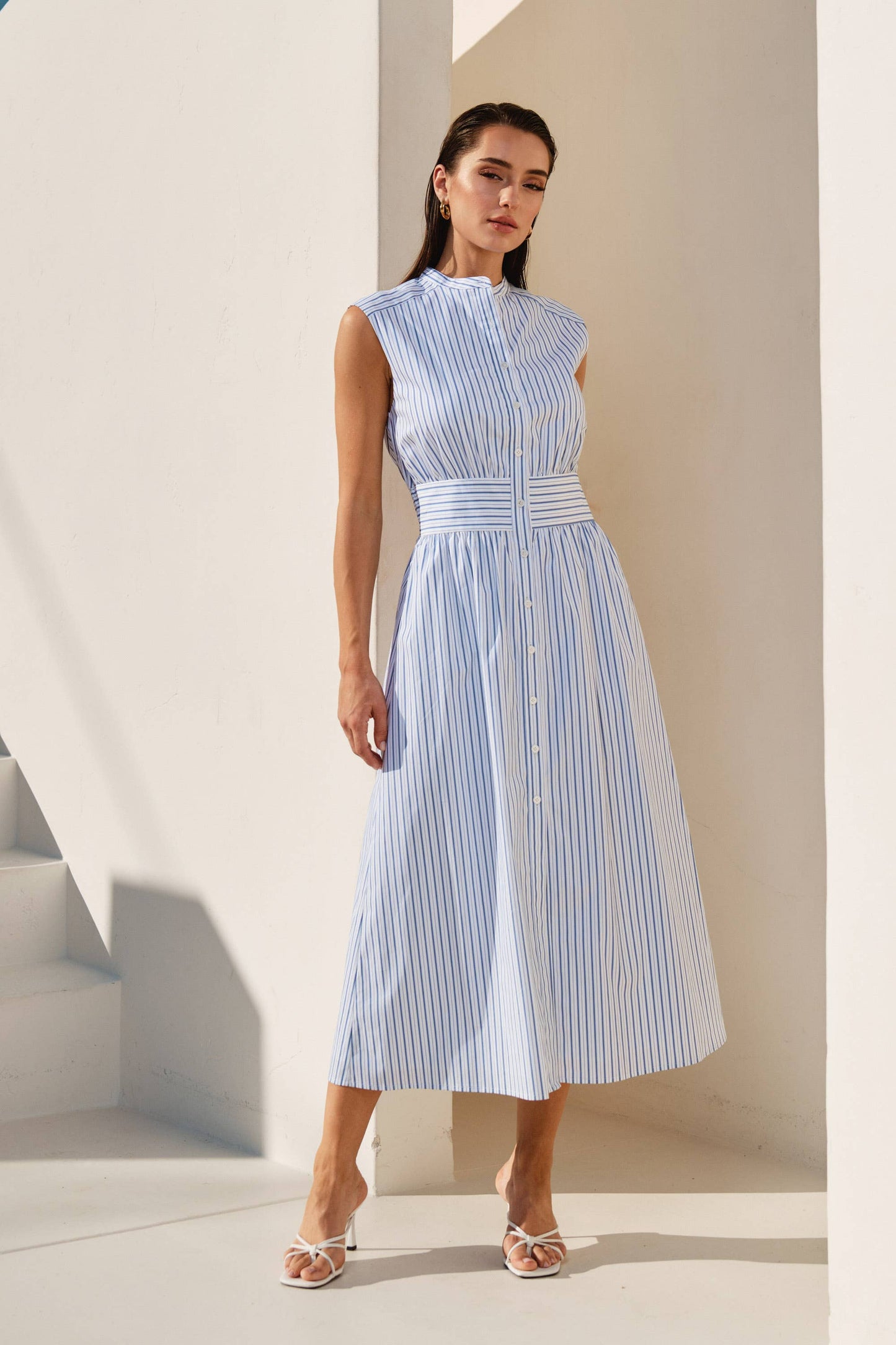 Nautical Striped Maxi Dress
