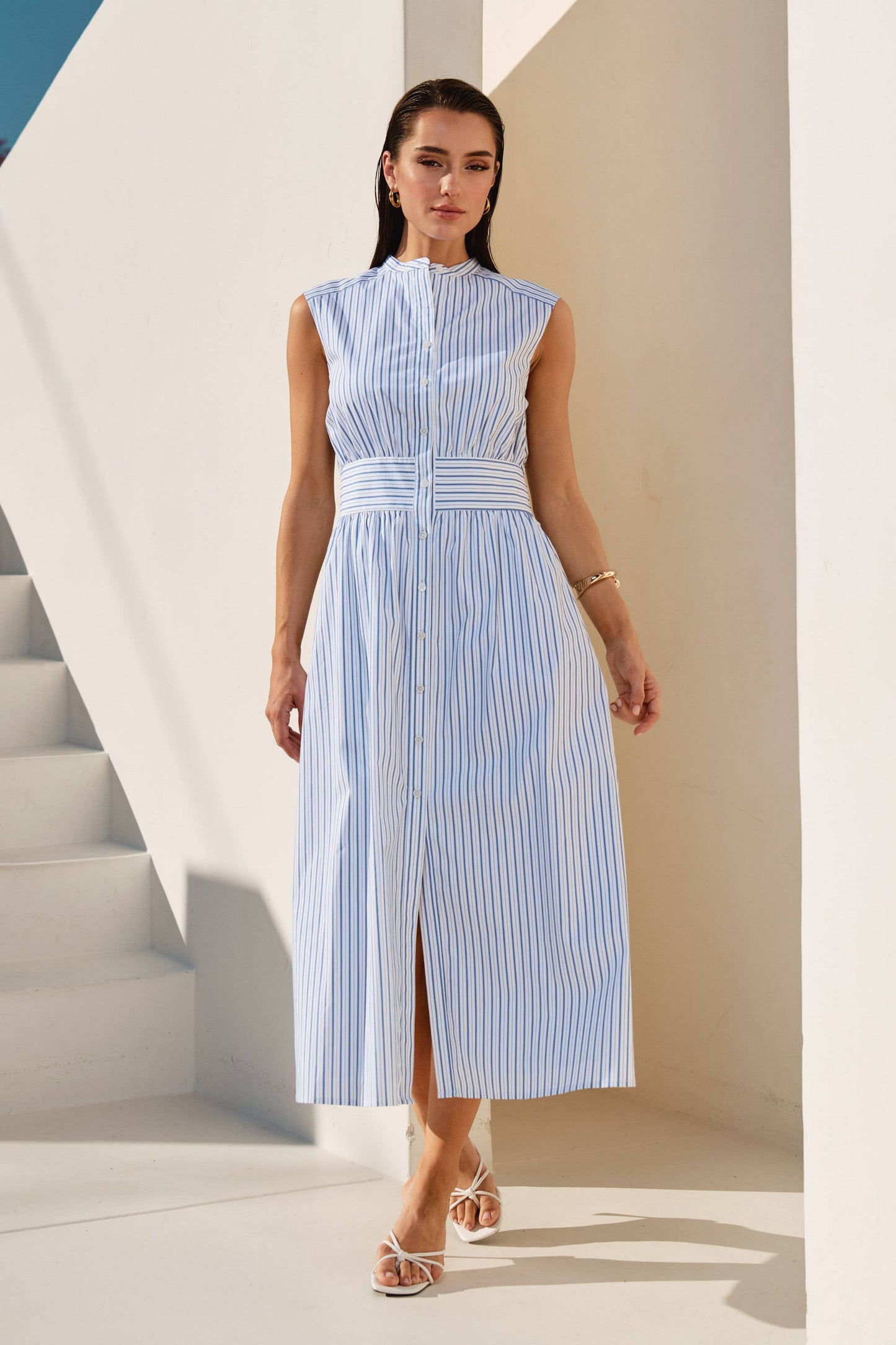 Nautical Striped Maxi Dress