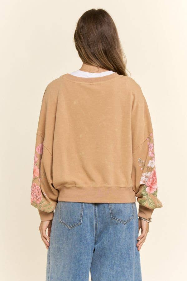 Vintage Botanical Floral Cropped Sweatshirt