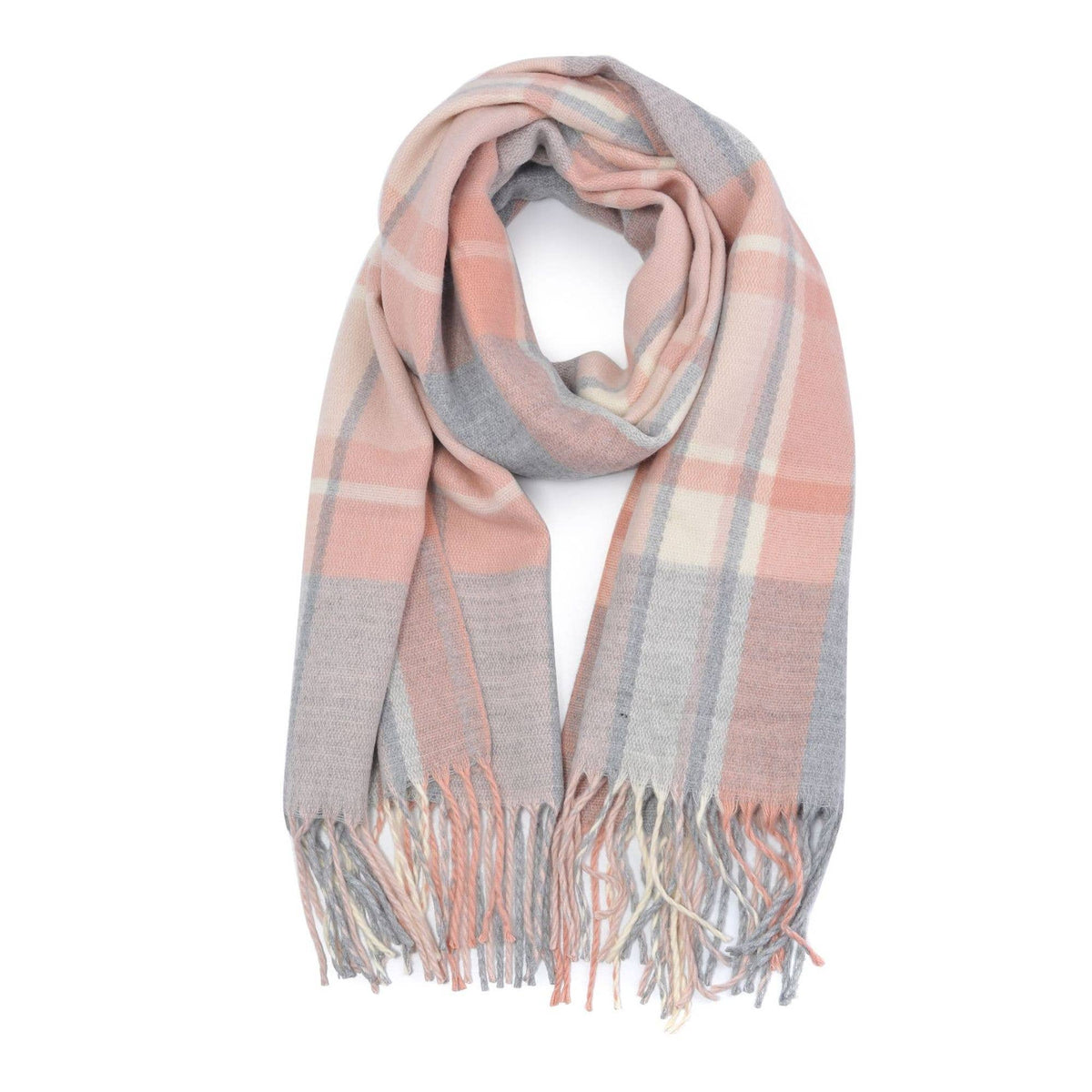 Muted Plaid Fringe Scarf